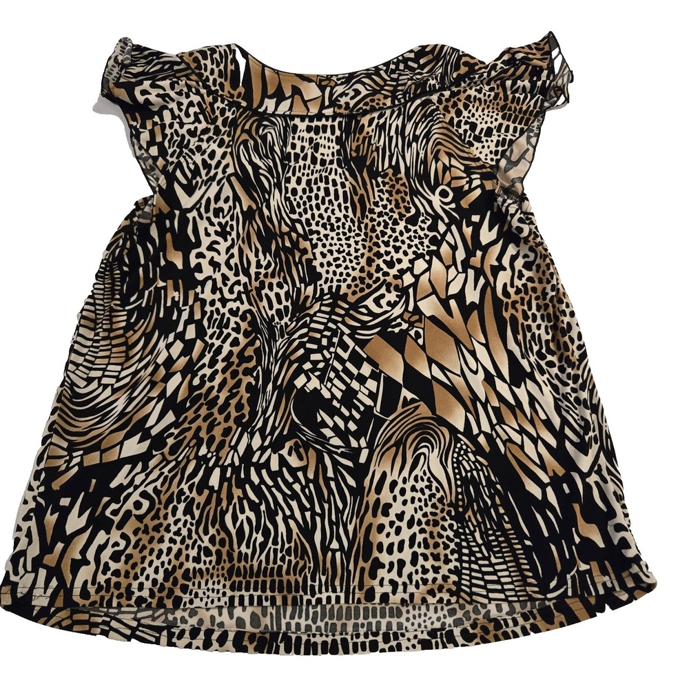 Women's Cap Sleeve Abstract‎ Animal Print Pullover Blouse Size Small